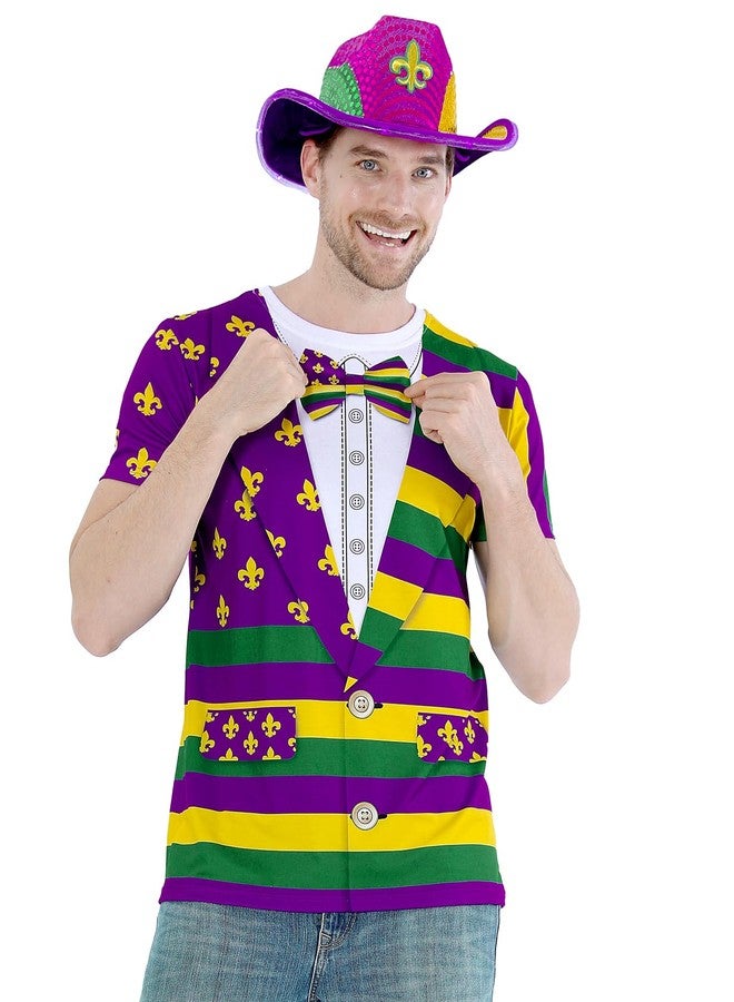 Funny World Mardi Gras Hat Light up Cowboy Cowgirl Hats, One Size, Green Purple Gold - Image 4